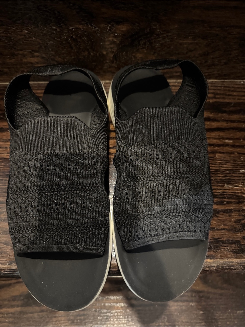 Women 38 Black Knit Slip-On Sandals